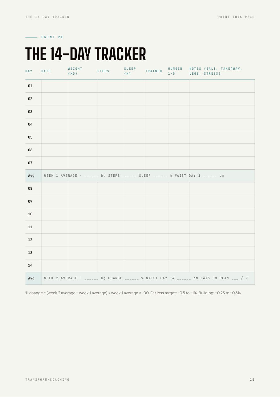 14-day tracker page